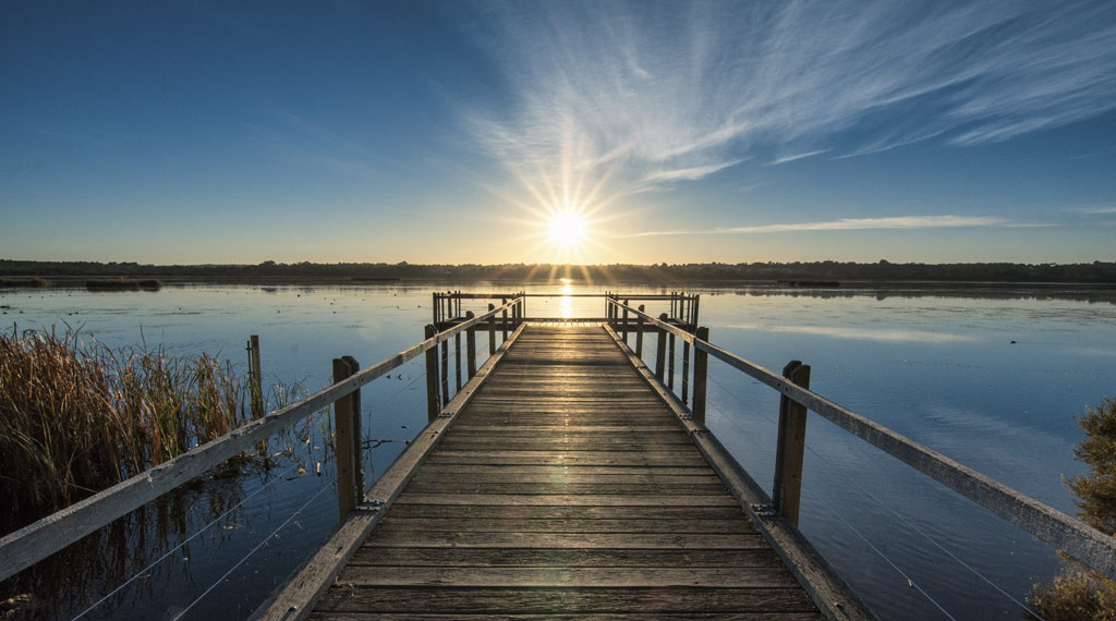 dock at sunset